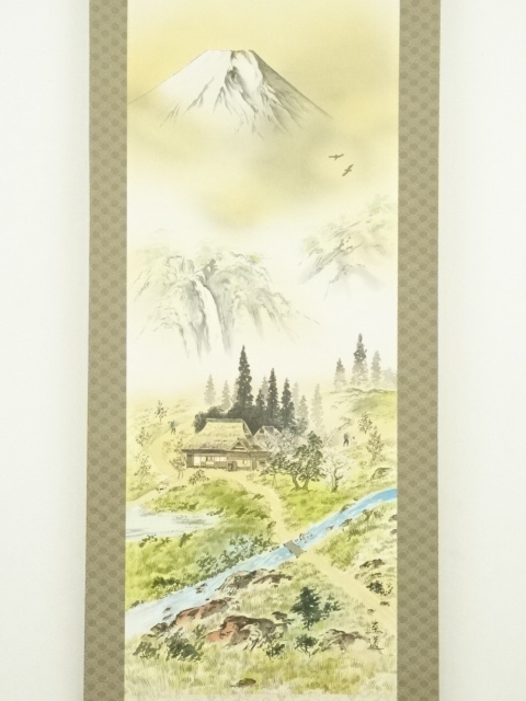 JAPANESE HANGING SCROLL / HAND PAINTED / LANDSCAPE 
